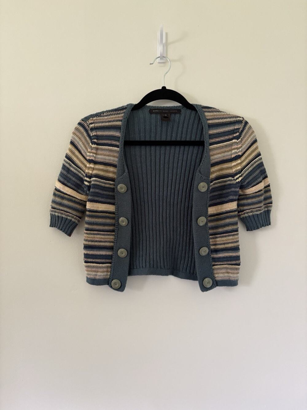 Vintage Y2K Marc By Marc Jacobs Knit Cropped Cardigan Sweater Shrug Stripped Xs